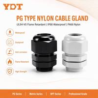 Presse-étoupe en plastique YDT ignifuge IP68, type PG, en nylon, étanche, résistant aux hautes températures