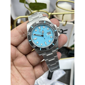 Men's 41mm Stainless Steel <b>Automatic</b> Mechanical <b>Wristwatch</b> with Luminous Date Feature Blue Dial Rotatable Ceramic Bezel - Product Image 3