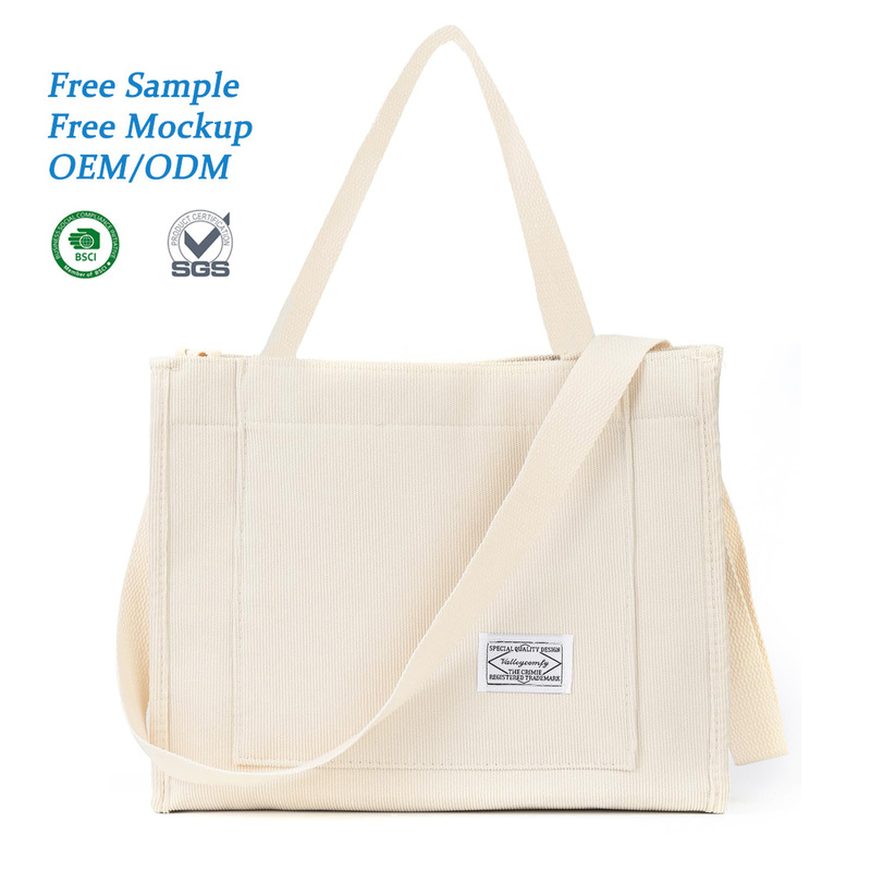Custom Women Corduroy Canvas Shoulder Eco