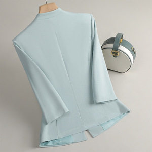 Women's 3/4 Sleeve Suit Jacket Solid Color Polyester Anti-Wrinkle Blazer Spring 2025 Fashionable Lightweight Petite Style - Product Image 3