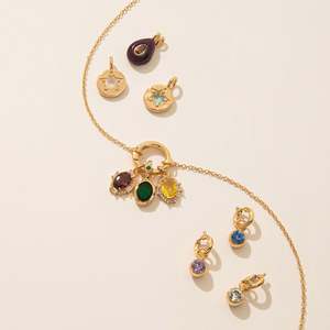 Collar con colgante de 12 piedras de nacimiento, cadena básica de acero inoxidable DIY, chapado al vacío en oro de 18K, piedra principal de circonita - Product Image 2