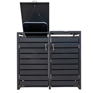 Poubelle extérieure en acier galvanisé, étanche, antirouille, avec serrure, pour rangement de déchets - Product Image 4