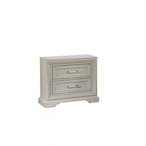 Comodino in Stile Transizionale con 2 Cassetti, Bianco Crema, Arredamento Camera da Letto in Legno - Product Image 1