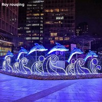 Lampes LED décoratives en forme de dauphin, éclairage de Noël, indice de protection IP65, en fer forgé, pour l'extérieur, les places commerciales, les rues, les parcs, la décoration marine