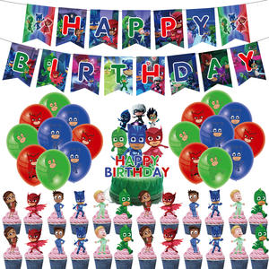 Décorations de gâteau en papier sur le thème des masques P'J, fournitures de fête, bannières décoratives, ensembles de ballons - Product Image 1