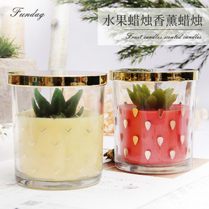 Candeville Fruit Shaped Scented <b>Candles</b> Glass Jar Soy <b>Wax</b> Smokeless Home Fragrance Decor - Product Image 1