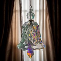 Carillons de Noël en cristal, clochettes éoliennes en verre soufflé poli, attrape-soleil, décorations de fenêtre, emballage en boîte en papier