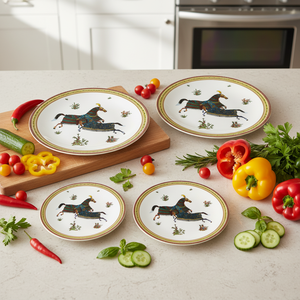 Service de table vintage en porcelaine fine, motif cheval <span class=keywords><strong>persan</strong></span> royal, assiette de présentation en céramique, tasse à café et bol en porcelaine <span class=keywords><strong>pour</strong></span> mariage - Product Image 3