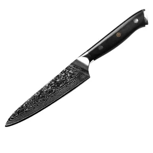 Luxury 67 Layer Damascus Stainless Steel Blade 5.2 Inch Utility Knife G10 Handle Forged Texture Kitchen Chef Knife Food Use