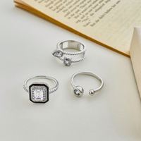 Anillos de Joyería para Mujer Dylam, Diseño Único, Plata de Ley 925, Baño de Rodio, Sin Decoloración, Corte Esmeralda, Rectángulo Esmaltado, Circonia 5A
