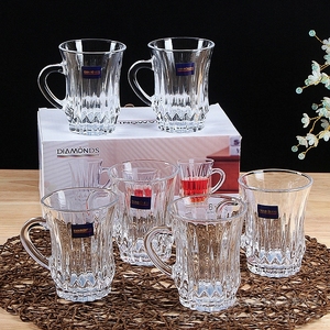Set di 6 Tazze in Cristallo da 200ml, Bicchieri Trasparenti <span class=keywords><strong>con</strong></span> Manico per Tè, Caffè e Succhi |   Set Regalo per la Casa - Product Image 1