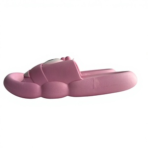 Sandales roses pour femmes à bout ouvert, semelle épaisse en EVA de 15 mm, dessus en PU rembourré, doublure en peluche, toutes saisons - Product Image 5