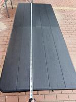 Table pliante rectangulaire noire en HDPE moulé par soufflage avec pieds en acier inoxydable, ouverture et fermeture rapides, pour repas en extérieur, mobilier d'extérieur