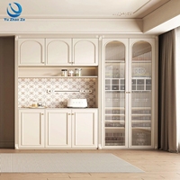 Buffet moderne en bois massif blanc crème à grande capacité de rangement, disponible en gros pour les projets d'approvisionnement en mobilier