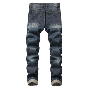 Pantalones Largos de Hombre al por Mayor con Bolsillos con Cremallera, Vaqueros Biker Azules Desgastados de Moda, Pantalones Vaqueros Negros Rotos y Desgastados para Hombre - Product Image 1