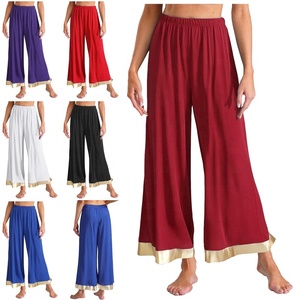 Pantalones Metálicos de Danza Latina para Mujer, Conjuntos de Pantalones Holgados para Danza Lírica, Disfraces de Baile de Salón - Product Image 1