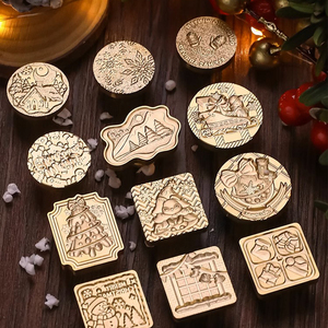 Sello de cera cabeza de sello Latón Nueva SERIE DE Navidad Embalaje de regalo de vacaciones sobre Sello de tarjeta de felicitación Cabeza de latón macizo relieve mate - Product Image 4