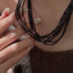 S925 <b>Sterling</b> <b>Silver</b> High-End Simple Design Small Square Color Diamond Round Barrel Bead <b>Necklace</b> for <b>Women</b> Dopamine Colored - Product Image 3