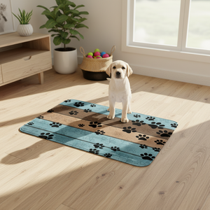 Tappetino Rettangolare per Porta con Stampa Zampa di Cane, Traspirante in Poliestere, Asciugatura Rapida, Assorbente, Antiscivolo, Motivo Animale, Lavabile a Mano, per Ingresso - Product Image 4