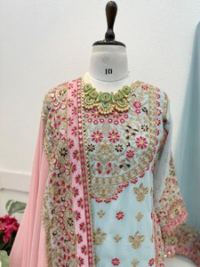 Salwar Kameez Pakistano all'Ingrosso con Design Unico, Palazzo in Seta e Dupatta per Matrimoni e Feste - Product Image 6