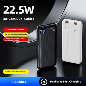 Batterie externe de haute qualité avec logo personnalisé, <span class=keywords><strong>20000</strong></span> <span class=keywords><strong>mAh</strong></span>, PD22.5W, charge rapide, affichage numérique, avec deux câbles - Product Image 3