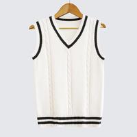 HANO Gilet sans manches en tricot torsadé col en V style preppy coréen, coupe ajustée, pour automne et hiver