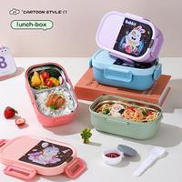 Boîte à lunch en acier inoxydable 700ML pour enfants 2 Boîte à lunch rectangulaire compartimentée pour enfants Boîte à bento durable pour enfants