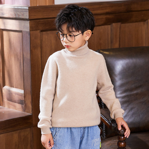 Vente en gros de chandails en pure laine pour enfants en automne et en hiver <span class=keywords><strong>pull</strong></span> à col haut pour garçons tricots épaissis pour filles bas haut - Product Image 5