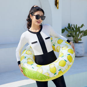 Anillo de natación inflable con forma de limón de KELUKEYA para niños, para uso en piscinas y parques acuáticos, flotador de PVC grueso con diseño de sandía - Product Image 4