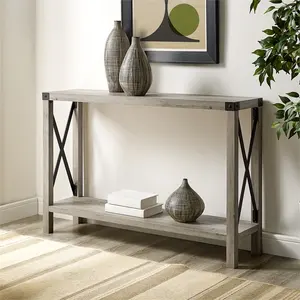 Home Living Room Furniture Black Coated & Wooden Frame Corner Entrance Side Table Hallway Console Tables