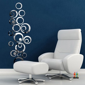3D <b>Mirror</b> Wall Stickers Circular <b>Acrylic</b> Modern Home Decoration Waterproof Silver Black Gold Red - Product Image 3