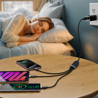 Cable USB C 3 en 1 de 100W con 3 Puertos USB C, Carga Rápida PD de 5A, Cable Divisor Multi Tipo C con Trenzado de Nailon para Laptop y Teléfono, Venta al Por Mayor