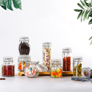 Pot en verre transparent avec couvercle à clip pour le stockage domestique de thé parfumé, bonbons, assaisonnements et cornichons dans la cuisine pour la conservation des aliments - Product Image 5