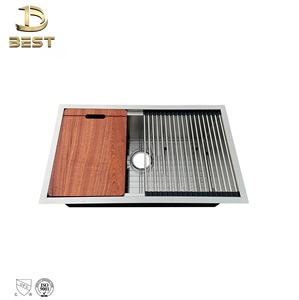 Fregadero de cocina de un solo cuenco cepillado de acero inoxidable hecho a mano de Vietnam sin grifo y accesorios - Product Image 3