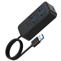 Nieuwe Adapter 5-in-1 Hub USB-C USB3.0*4 Oplaadstation DC5W Type C Hub USB3.0 Lange Kabel Power Remote USB voor Laptop