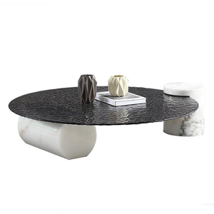 Minimaliste créatif nouvelle peinture <span class=keywords><strong>verre</strong></span> dessus marbre <span class=keywords><strong>Table</strong></span> jambe <span class=keywords><strong>Table</strong></span> basse concepteur petit salon ovale <span class=keywords><strong>verre</strong></span> trempé <span class=keywords><strong>Table</strong></span> à thé - Product Image 6