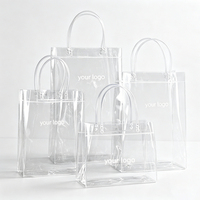 Sac fourre-tout réutilisable en PVC transparent Lize avec poignée, sac en plastique transparent, sac de shopping personnalisé avec logo pour la vente au détail, les mariages et les cadeaux
