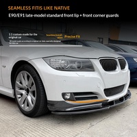 Stiker Body Kit Pelindung Sudut Spoiler Depan untuk Seri 3 E90/E91 (2009-2012) OLIVER Fitment Serat Karbon Hitam