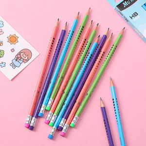 Crayons triangulaires en bois tendre HB avec gomme, corps noir, logo personnalisé, boîte en <span class=keywords><strong>papier</strong></span> de 12 pièces - Product Image 4