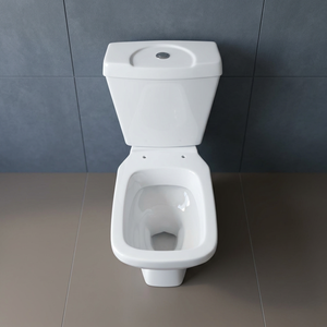 Ensemble WC en céramique deux pièces avec couvercle de siège, modèle carré à double chasse, raccords LLC inclus - Product Image 5
