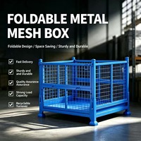 Conteneur de stockage en acier pour palettes, cages en treillis métallique pliables et empilables, capacité de 1200 kg, pour la logistique d'entrepôt