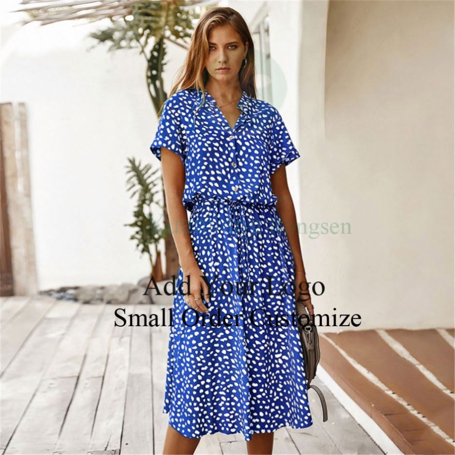 knee length dresses for ladies Women Maxi Dress, Elastic Waist Flowy Long Ankle Length Short Sleeve  Pockets Boho Spring Summer Cute – Starcove Fashion main image 0