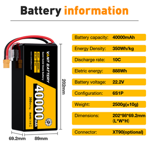 סוללה חצי-מוצק vant מצב מוצק 6s 22.2v lipo 40000mah 10c 350wh/ק ג 350wh/ק "ג סוללה - Product Image 3