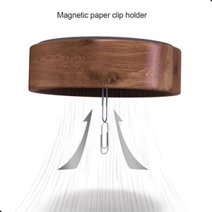 Soporte de Clip de papel de madera de nogal, dispensador de Clip de papel magnético de madera, caja organizadora de pines de Metal para escritorio - Product Image 2