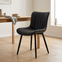 Chaise de salle à manger rembourrée noire, style nordique moderne, avec dossier et pieds en métal, pour salle à manger ou hôtel