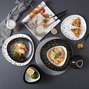 <span class=keywords><strong>Restaurante</strong></span> hecho a mano, vajilla de cerámica de impreso de <span class=keywords><strong>la</strong></span> placa de <span class=keywords><strong>la</strong></span> cena - Product Image 1