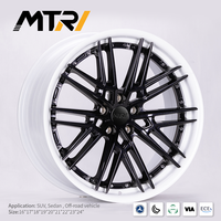 جنوط MTRI سوداء وبيضاء متعددة الأذرع مقاس 18 بوصة، عجلات 5x112 و5x114.3، مصنوعة من قطعتين، مقاس مخصص