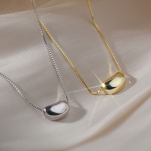 Love Beans Pendant Necklace Silver Gold Minimalist Clavicle Chain Everyday Wear - Product Image 1