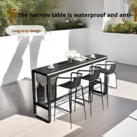 Meubles de bar d'extérieur de qualité commerciale, table de bar en métal en forme de U avec tabourets à accoudoirs, sièges de luxe pour bord de piscine et toit