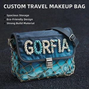 Femmes personnalisé grand Nylon étanche sac à cosmétiques bouton Durable voyage trousse de maquillage pour demoiselles d'honneur cadeaux d'été personnalisés - Product Image 3